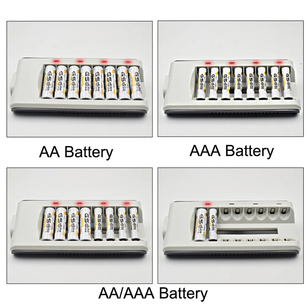 

8 Slots LED Light Smart Battery Charger Fast Charger AA AAA Ni-MH / Ni-Cd Batteries Rechargeable Quick Charger US/EU/UK/AU plug