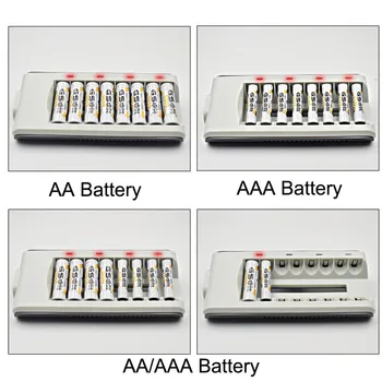 

8 Slots LED Light Smart Battery Charger Fast Charger AA AAA Ni-MH / Ni-Cd Batteries Rechargeable Quick Charger US/EU/UK/AU plug