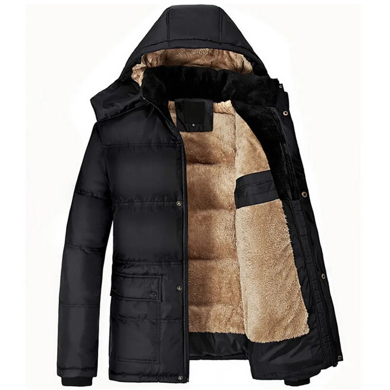 Mode Winterjas Mannen Dikke Warme Effen Katoen Parka Heren Winter Jassen Plus Size 5XL jaqueta
