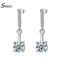Luxury 925 Sterling Silver AAA Crystal Zircon Rhinestone Stud Earrings For Women Fashion Long Tassel Earings Jewelry Brinco E095