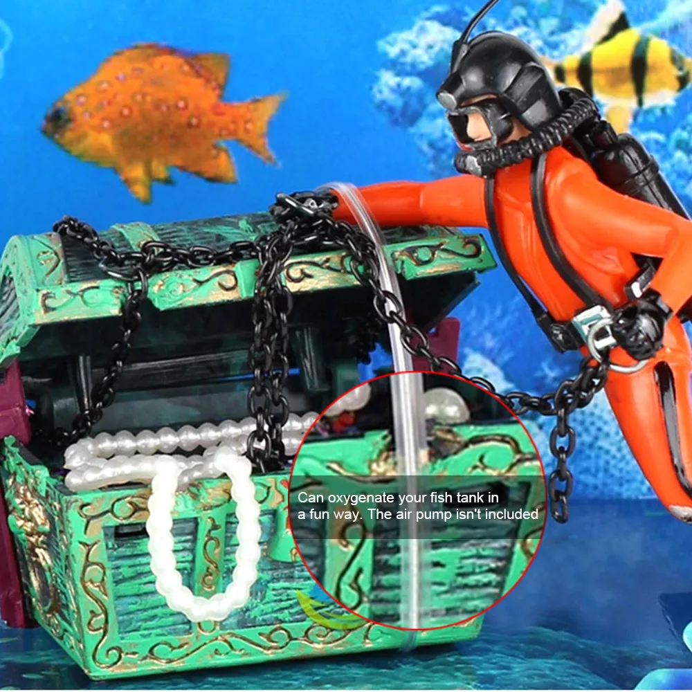 Aquarium Air Diver Hunter Treasure Chest Decor Aquarium