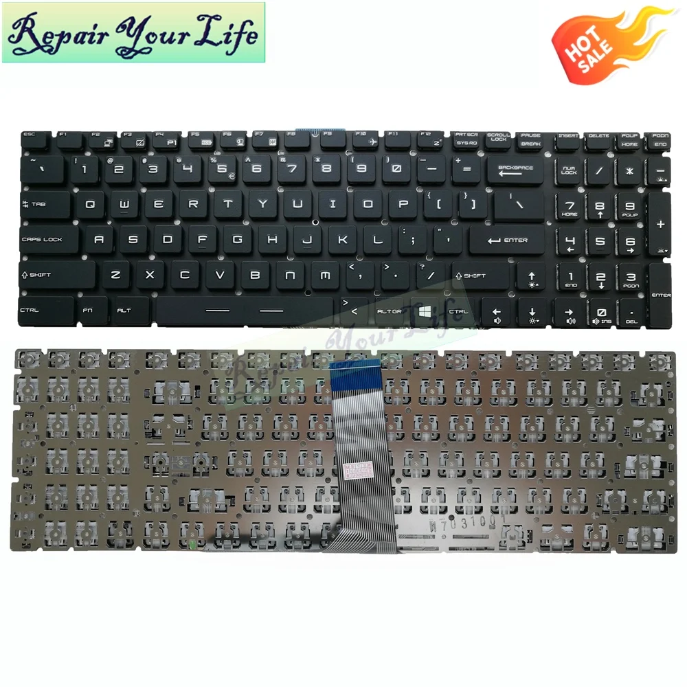 Для MSI GE72 GE62 WS60 GS60 GS70 GT72 GP62 GP72 GT73VR GS72 GL62VR Клавиатура для ноутбука США белые слова