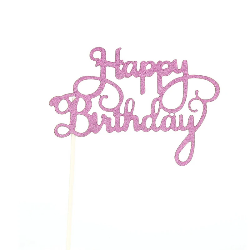IVYSHION торт флаг кекс топперы на день рождения Декор на день рождения принадлежности на день рождения детский торт Топпер с днем рождения кекс топперы - Цвет: rose red