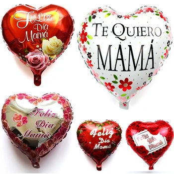 

50pcs 18inch Heart Spanish Te amo mama Foil Balloons Love Mother's Day Gift globos Decor Mama Balloon Gifts Balaos