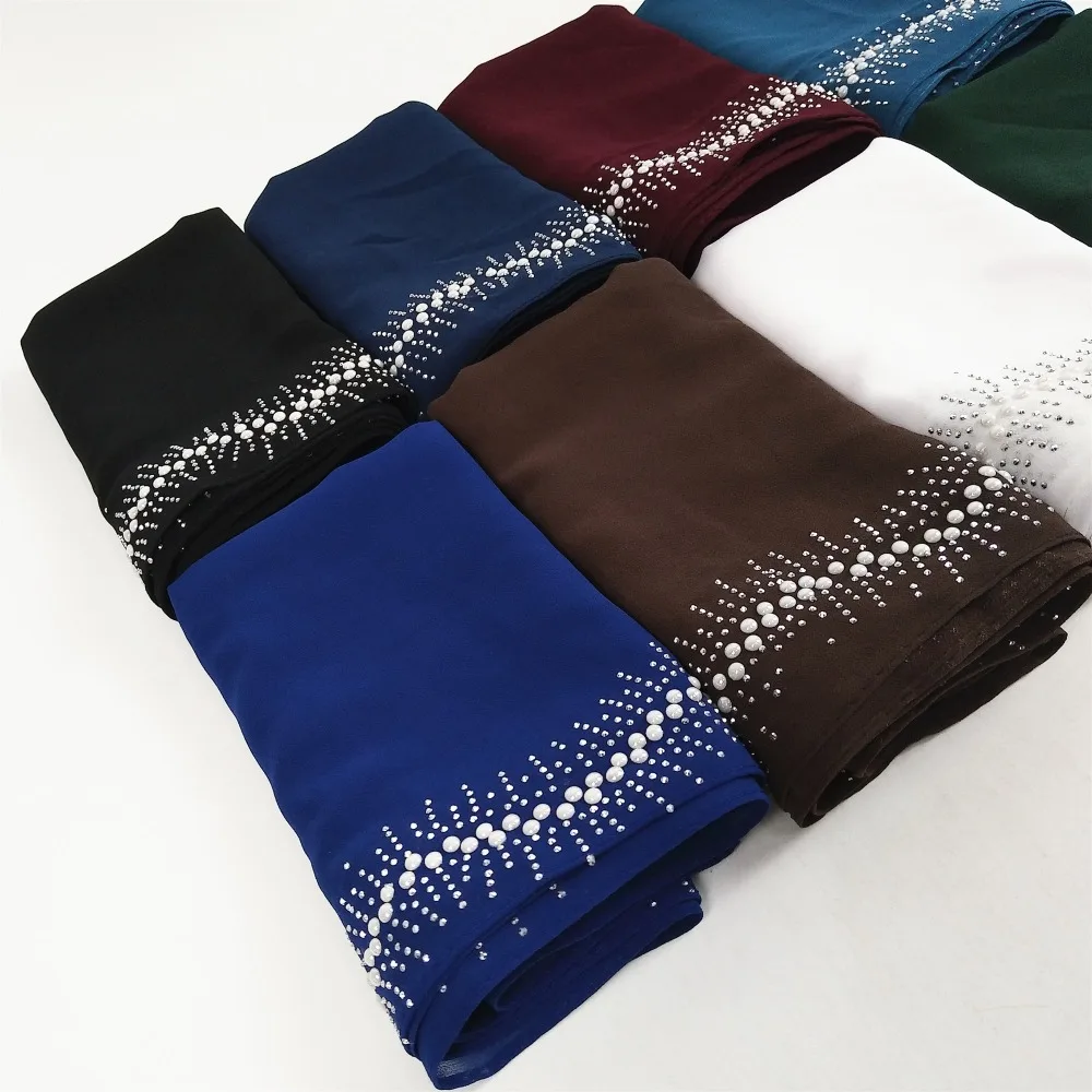 B5 высокое качество алмаз шифон хиджаб шарф платок повязка на голову Женская длинная обёртка 180*75 см можно выбрать цвета