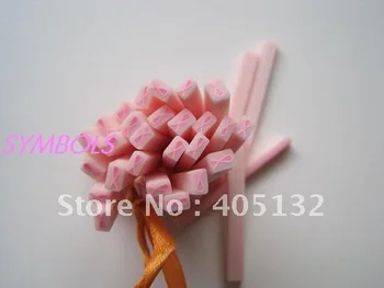 

m-09 Free Shipping 100pcs 5mm Cute Rectangle Pink Ribbon Cane Fancy Nail Art Polymer Clay Cane