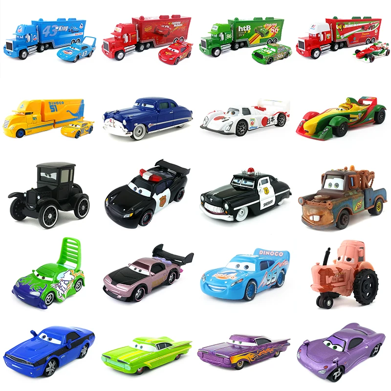 Disney Pixar Cars 2 Lightning McQueen Mack Uncle Truck The King Chick Hicks 1:55 модель литья под давлением