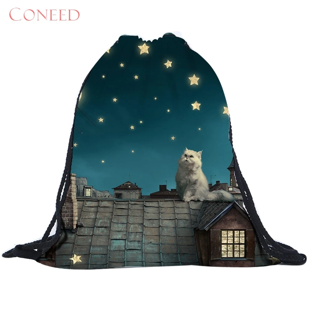 

CONEED School Bags Drop Shipping Charming Nice Drawstring Unisex Str s 3D Printing bags Drawstring Oct16
