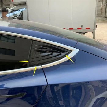 

Lapetus Car Styling Rear Spoiler Triangle Wing Window Bezel Cover Trim Fit For Tesla Model 3 2018 - 2020 Chrome Carbon Fiber ABS