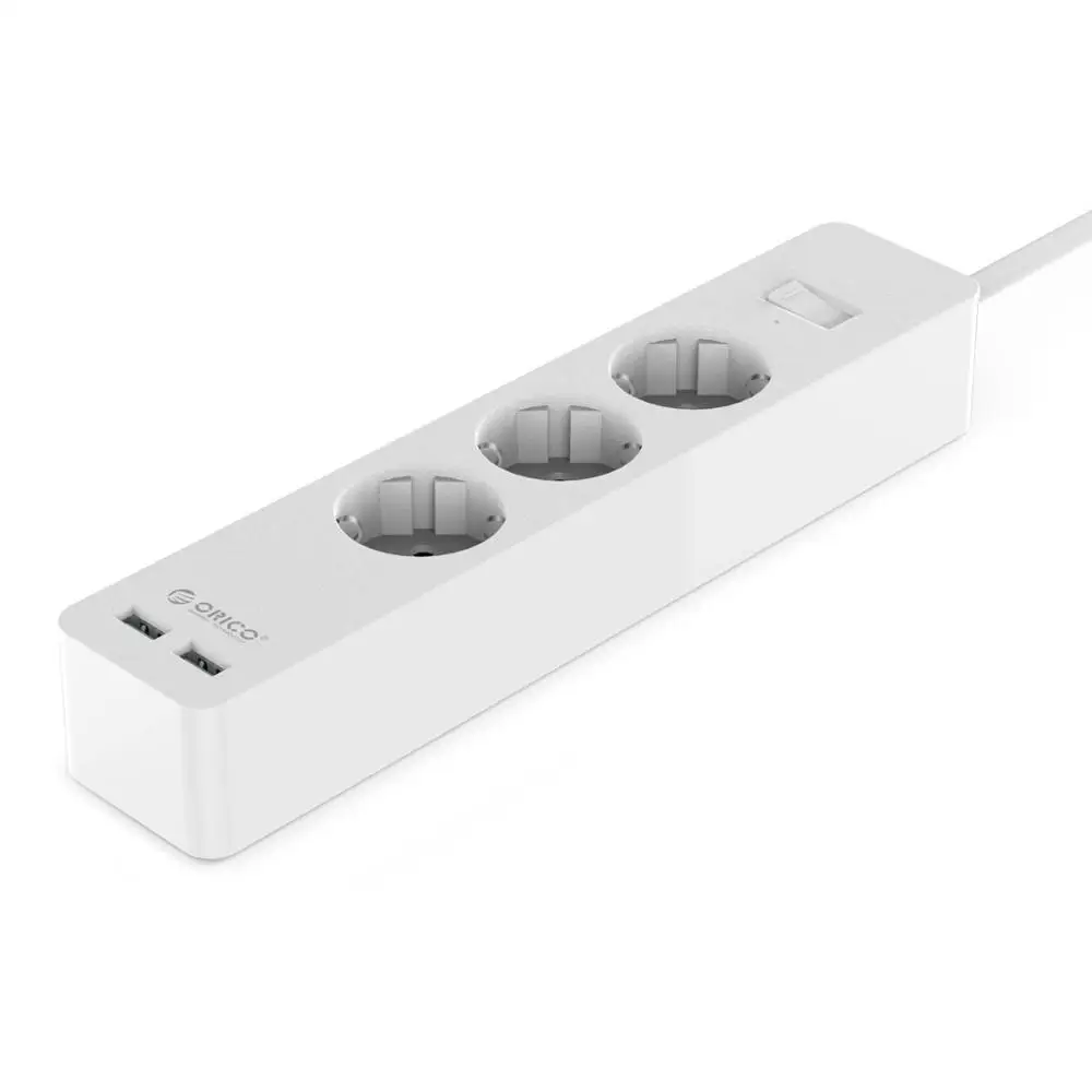 ORICO 3/5 AC+ 2 USB блок питания с USB электронной розеткой для дома и офиса, защита от перенапряжения, ЕС вилка, удлинитель, умная розетка - Цвет: 3 AC Outlets white