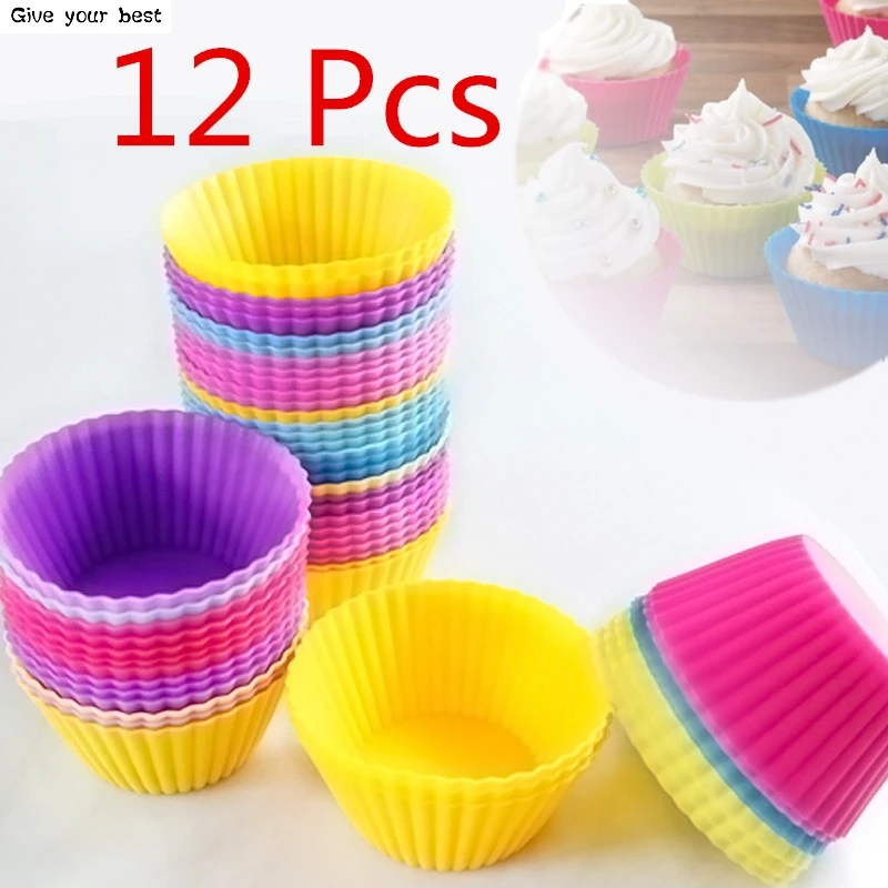 

12 PCS/Lot 3D Cake Cup Silicone Muffin Cupcake Mold Baking Tools Cake Decorating Tools For Bakeware Soap Mold Pudding Jelly mold