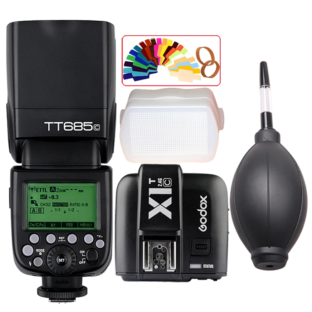 

Godox TT685 TT685C 2.4G Wireless E-TTL High-speed sync 1/8000s GN60 Flash Speedlite + X1C-T Transmitter for Canon DSLR Camera