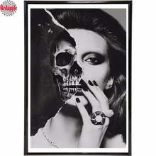 5D Вышивка крестиком 3D diy Бриллиантовая вышивка Фэнтези искусство половина лица Череп алмазная живопись на заказ квадратная мозаика Хэллоуин украшение