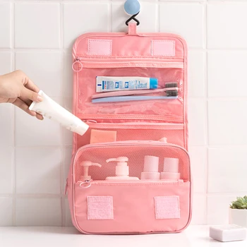 

Cosmetic bag Nylon Portable Travel Waterproof Women Travel Makeup organizer Storage Bag Portable hang Large Capacity Cosmetics