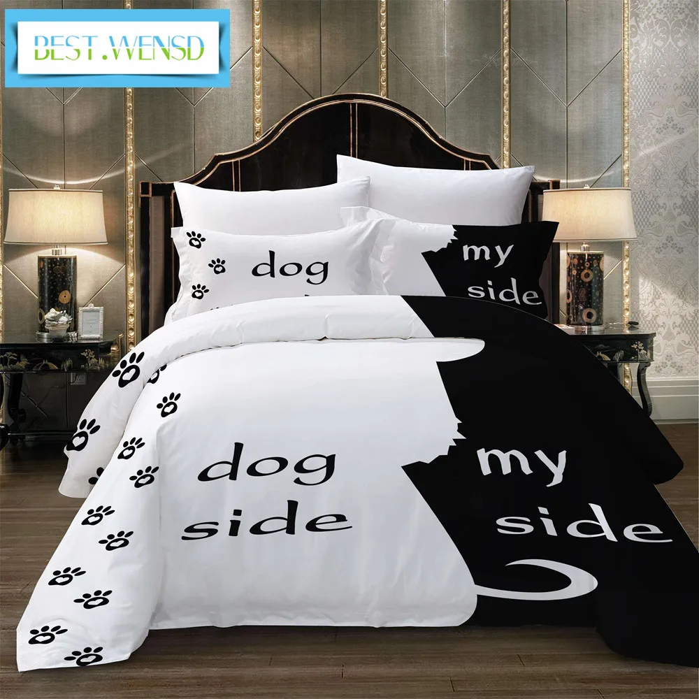 Best Wensd Cat Side My Side Bedding 3pc Set Duvet Cover Set Pillow