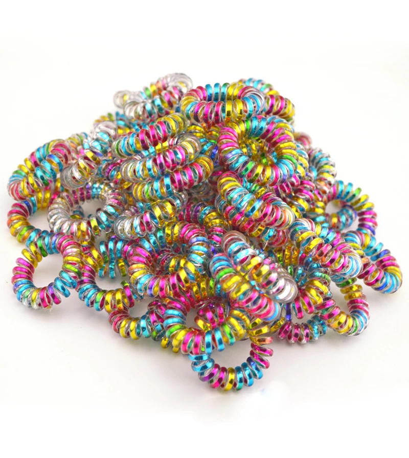 

Wholesale 100Pcs/Lot Colorful Telephone Wire Cord Line Gum Holder Elastic Hair Band Tie Scrunchy 3.5cm Hair Accessory