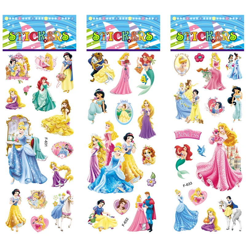 

12 Sheets cartoon Snow White Princess bubble stickers scrapbooking for kids rooms decor diary notebook decoration toy 3D sticker