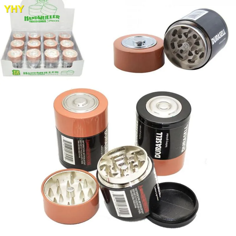 Newest Battery Grinders 3 Part Layers Metal Grinder herb grinder Zinc Alloy Tobacco Grinder Dry Herbal vs sharpstone grinders 01