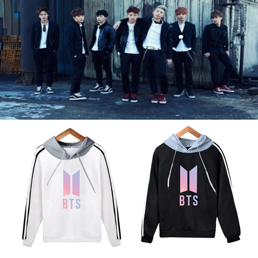 

Bangtan boys Sweater around the support should be a hooded hoodie stitching color matching shirt men and women students coat