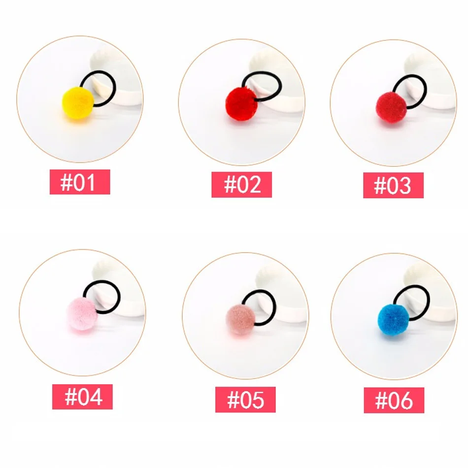 Пушистый помпон для волос с помпоном, аксессуары для волос, повязка на голову, резинка для волос, держатель для конского хвоста, 2 шт./лот, HT007