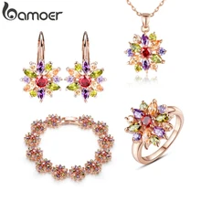 Bamoer 3 цветов 18 К розового золота свадебный Jewlery устанавливает для женщин свадьбы с высокое качество AAA циркон