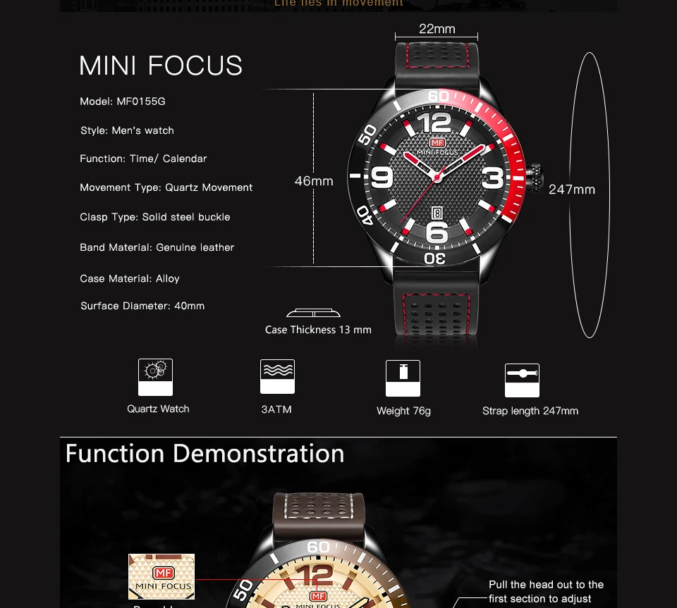 MINIFOCUS наручные часы Мужские лучший бренд роскошные известные мужские часы кварцевые часы наручные часы кварцевые часы Relogio Masculino MF0155G. 03