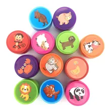 10/12 шт./лот детская штампы в виде мультяшных животных для детей на заказ Пластик резиновые автоматические печати игрушки подарки на Рождество и день рождения подарок услуга