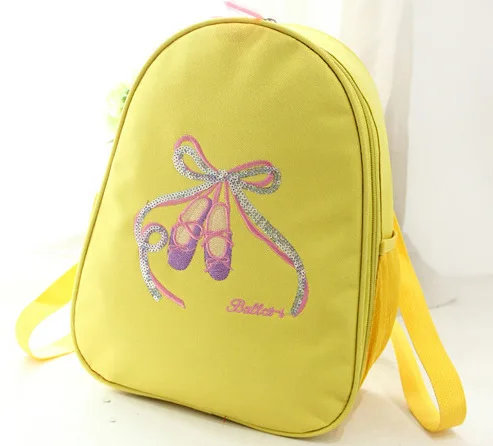 Рюкзак для балерины с вышивкой и пайетками, детская балетная сумка, розовые парусиновые танцевальные сумки с бантом для девочек, балетная танцевальная сумка, балетный костюм - Цвет: yellow