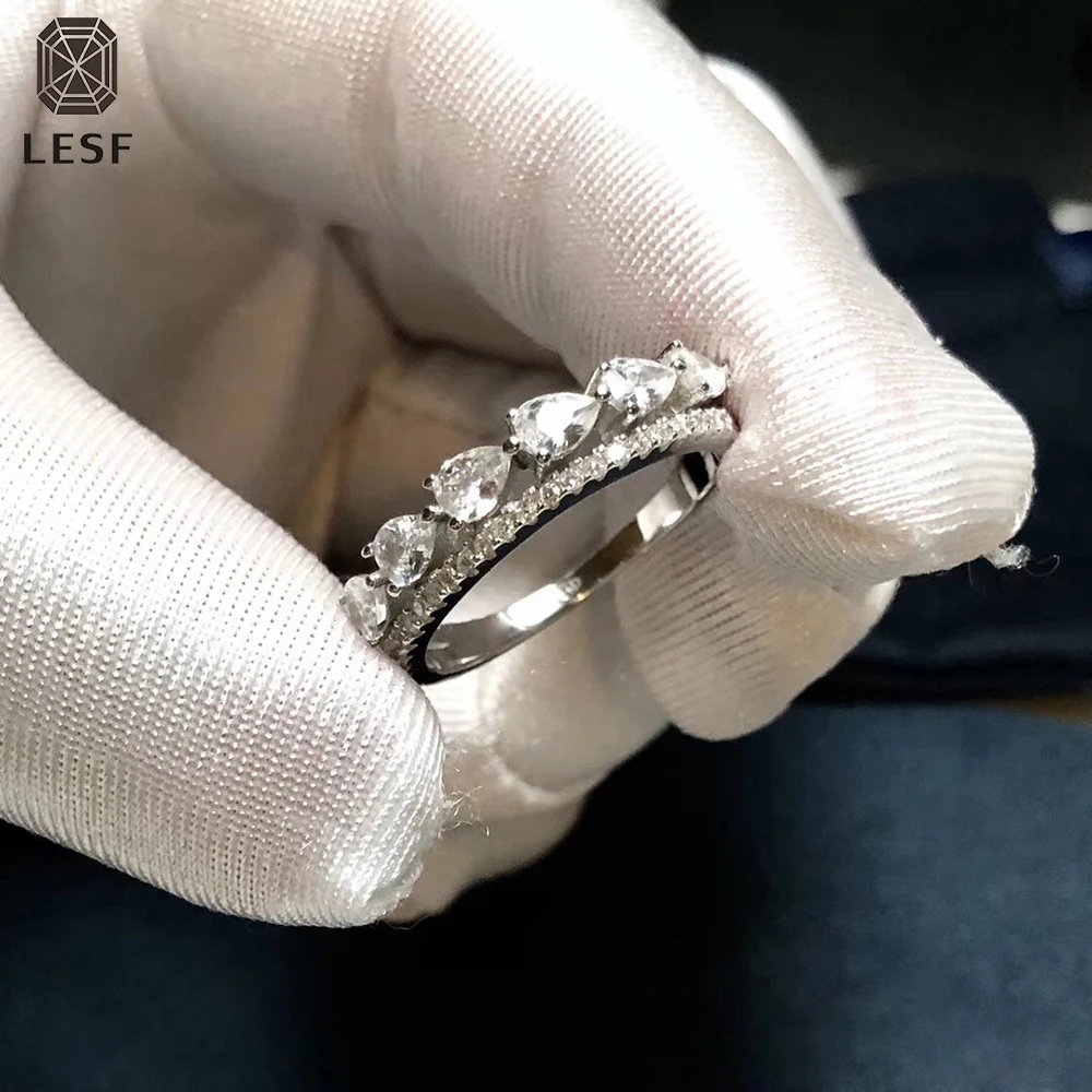 

LESF Pear Cut Dinner Ring Fashion Silver 5A Zircon Wedding Bands 925 Sterling Silver Engagement Bridal Rings Custom Jewelry