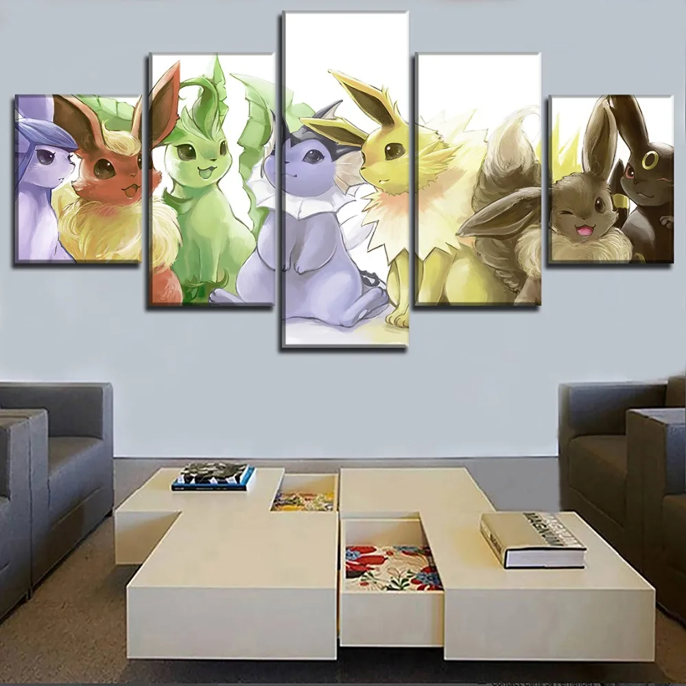 Pokemon Animation Wall Art Modular Framework 5 Panel Poster