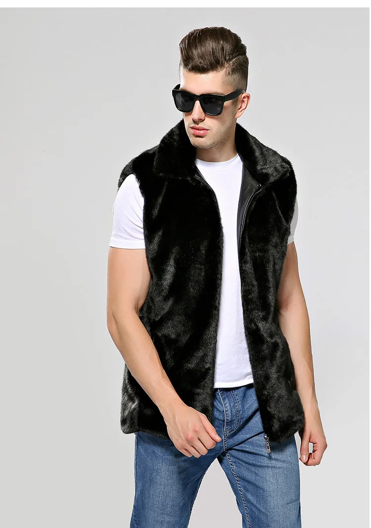 Stand collar AYUNSUE жилет из искусственного меха для мужчин плюс размер куртка без рукавов Мужская одежда Жилеты с капюшоном для мужчин пальто куртки Casaco Masculino KJ319 - Цвет: Stand collar