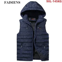 Большие размеры, мужские жилеты с капюшоном, камуфляж, большие, 5XL, 7XL, 8XL, 9XL, хипстерские, зима, осень, теплые пуховые жилеты, 52, жилет с хлопковой подкладкой