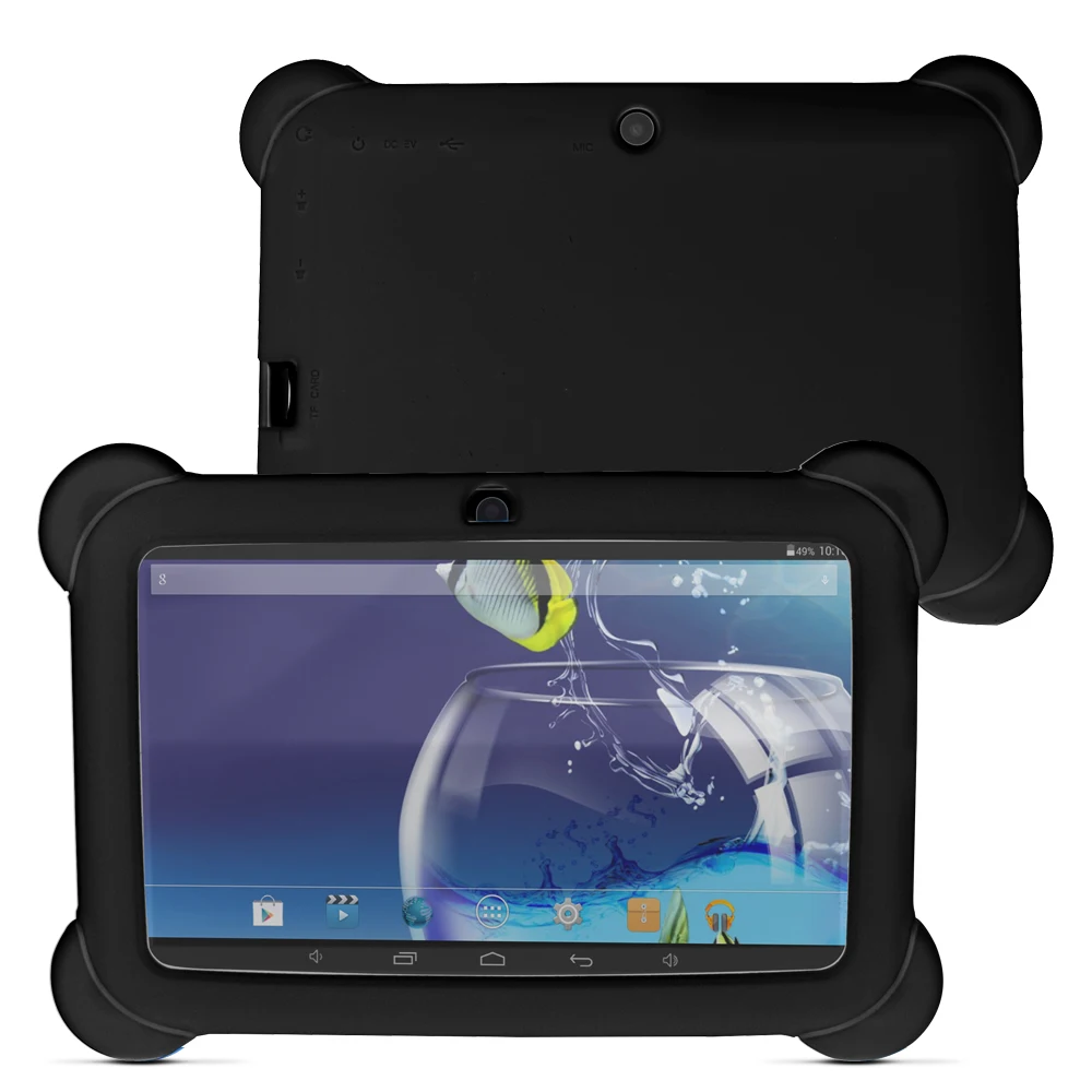 

yuntab 7" A33 Quad Core 1.5GHz Q88 Android4.4 Tablet PC Touch Screen 1024 x 600 Dual Camera with Silicone Case(Black)