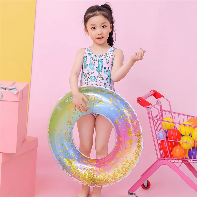 

Fashion Summer 60/70/80cm Colorful Rainbow Swimming Ring for Adult Children Inflatable Swim Float Boys Girl Water Fun Toys