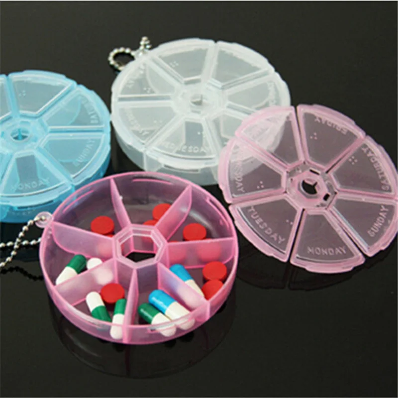 3pcs! Portable Round 7 Drug organizer Storage Box pill box for Travel