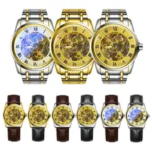 1 pc 2017 nouvelle mode hommes homme d’affaires montre-bracelet horloges heure creux Étanche Automatique Mécanique Montres cadeau H3