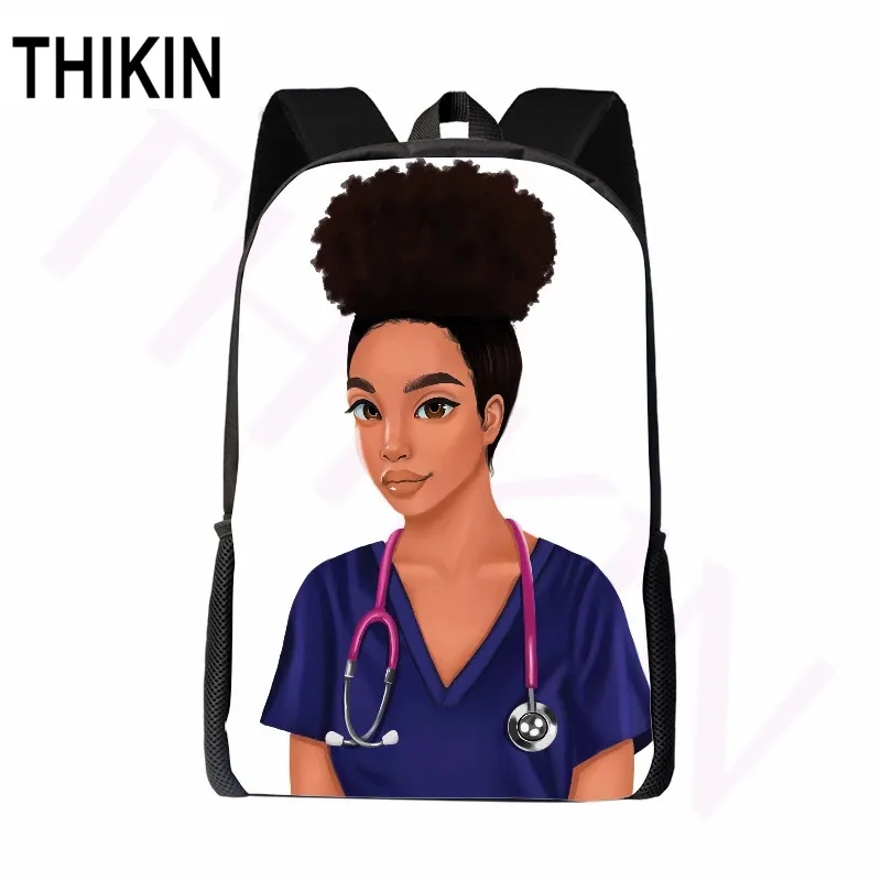 THIKIN афро Америка черное искусство девочки дети школьные сумки Back Pack учители, доктора, медсестры детские школьные сумки молодежный рюкзак - Color: as picture