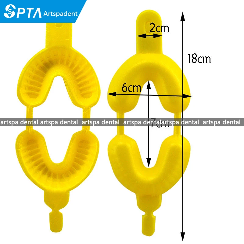 100 PCS Medium Yellow Dental Fluoride Disposable Dual Arch Trays for