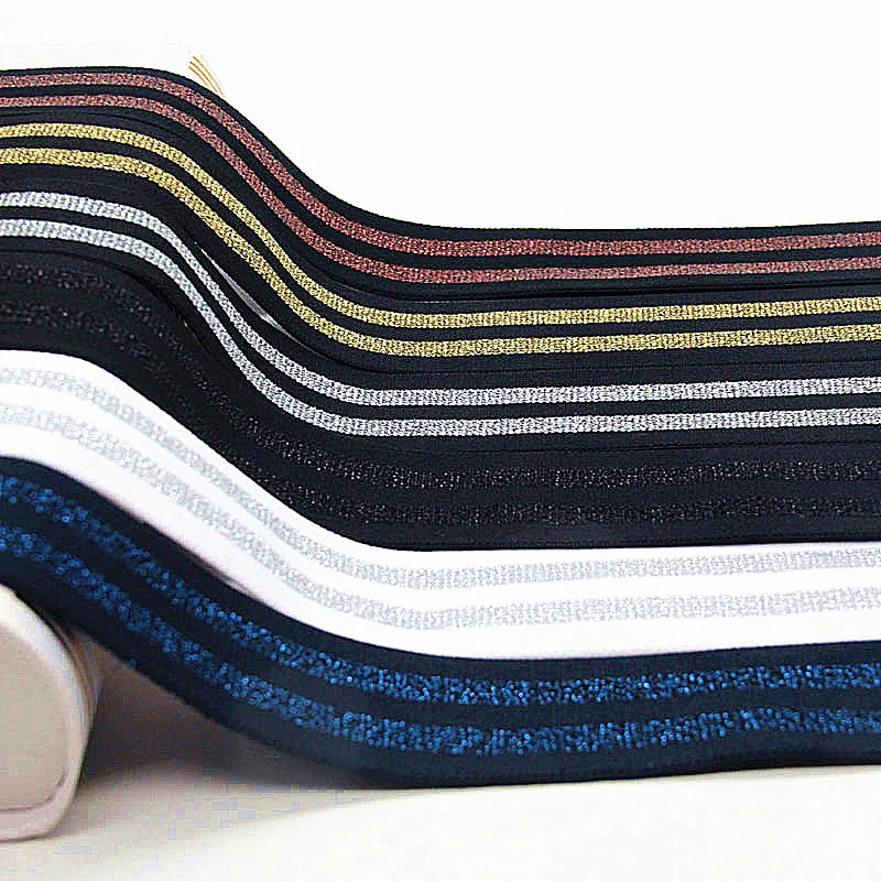 

5cm 4cm Elastic Bands Gold Silver Stripe Elastic Rubber Band 40mm 50mm Belt for Garment Trousers Sewing Accessories DIY 1M