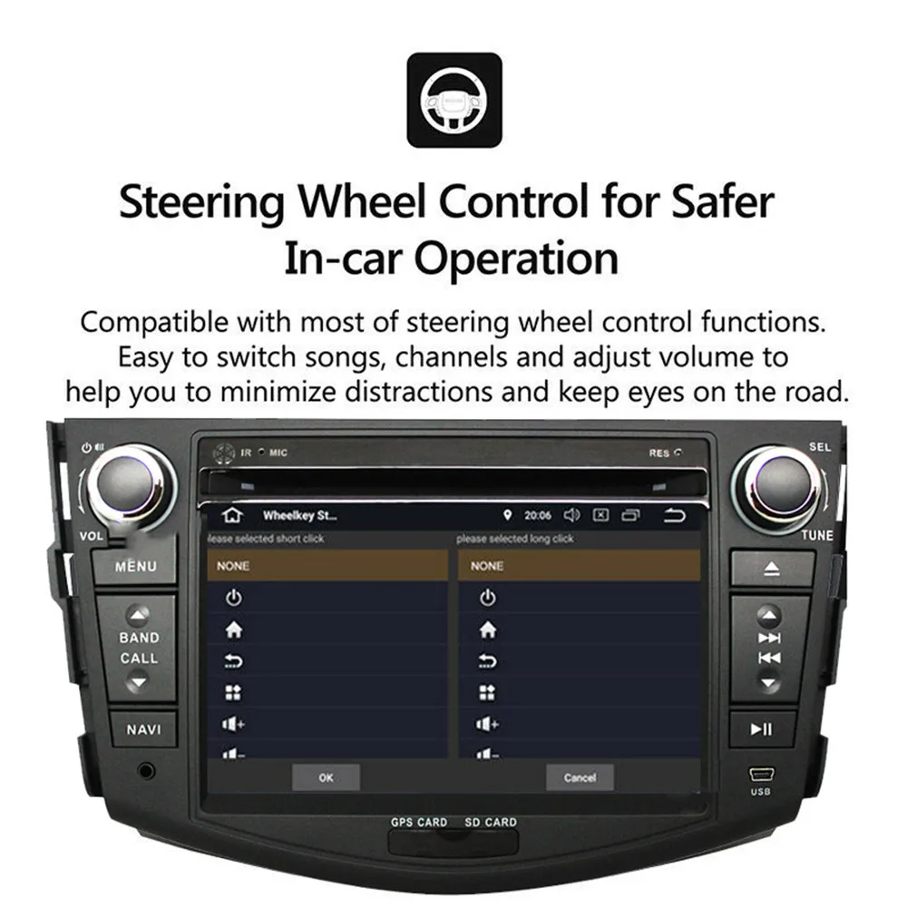 Excellent Android 9.1 2 Din Car Multimedia Player For Toyota RAV4 7" 2 din Car DVD Radio GPS Navigation UBS BT DVR DAB+ TPMS 5