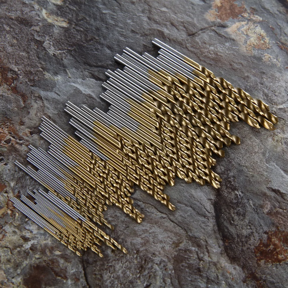 50pcs set Plastic Metal Wood Twist Drill Bit Set Saw Set HSS High Steel Titanium Coated Drill Woodworking Tool 1/1.5/2/2.5/3mm