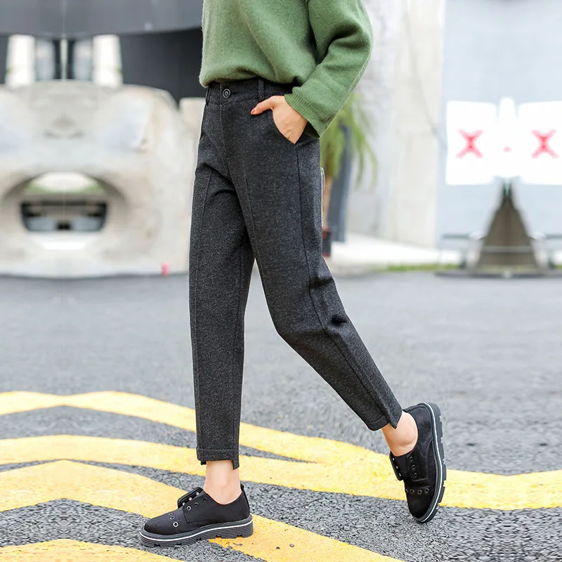 

Fashion Warm Classic Women Woolen Thick Harem Pants 2019 Autumn Winter New Arrival Hot Female Loose Casual Pants Trousers