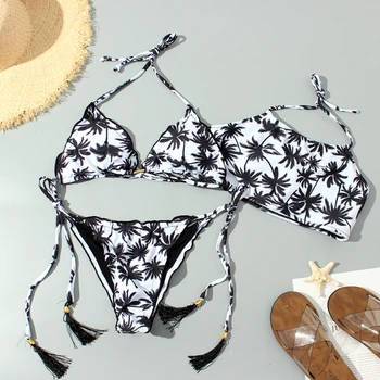 

3PCS Sexy Women Swimsuit Summer Push Up Padded Bikini Floral Print Bathinig Beach Suit Swimming Suit For Women Bikinis Sets