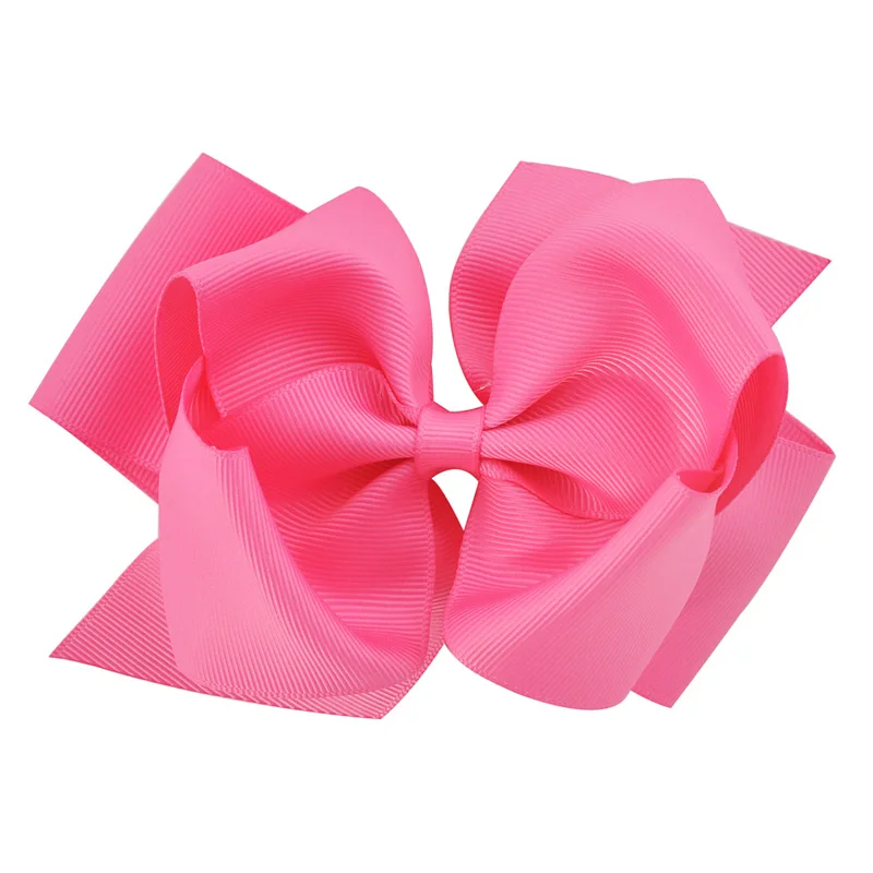 1 шт. 6 дюймов бант двухслойная твердая корсажная лента, бант для волос для детей девочек заколки для волос аксессуары для танцев заколки для волос - Цвет: Hot Pink
