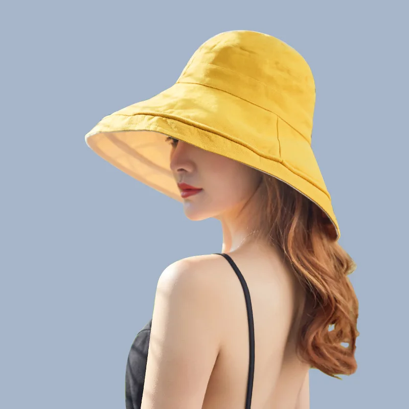 Открытый солнцезащитный козырек шляпа рыбака женские широкие карнизы двухсторонний Водонепроницаемый складной бассейн ведро шляпа Япония анти-УФ чистый цвет Fisher H6845