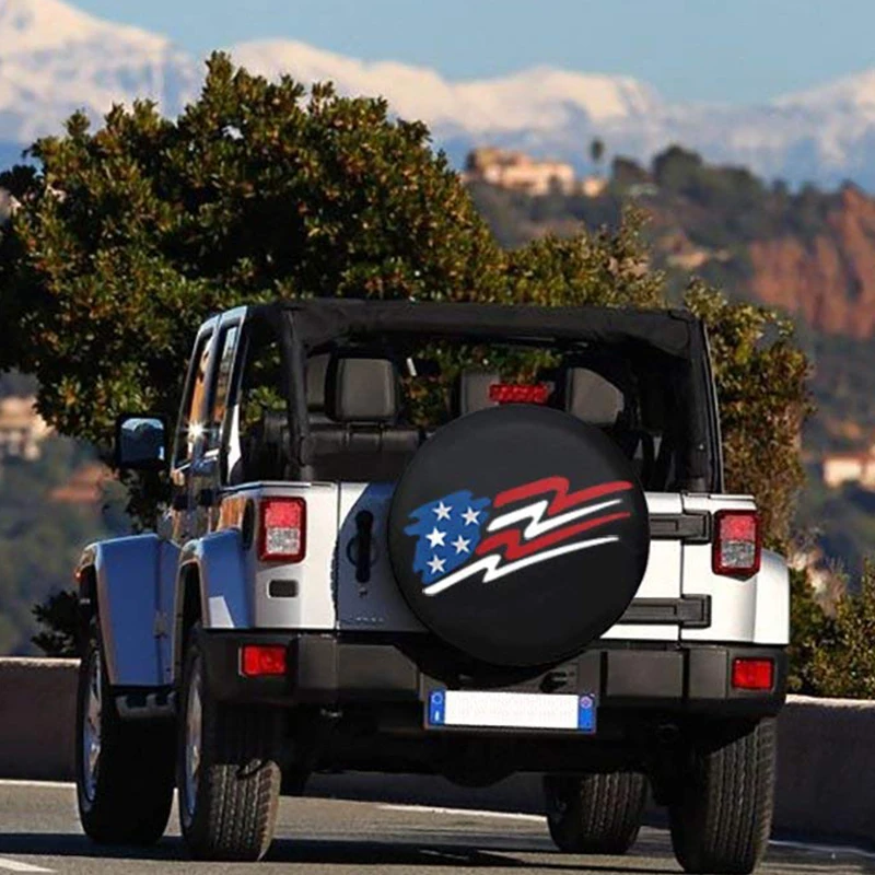 

WaterProof Spare Tire Cover PVC Leather Dust-proof American Flag Rv Wheel Covers for Jeeps Libertys wrangler SUV