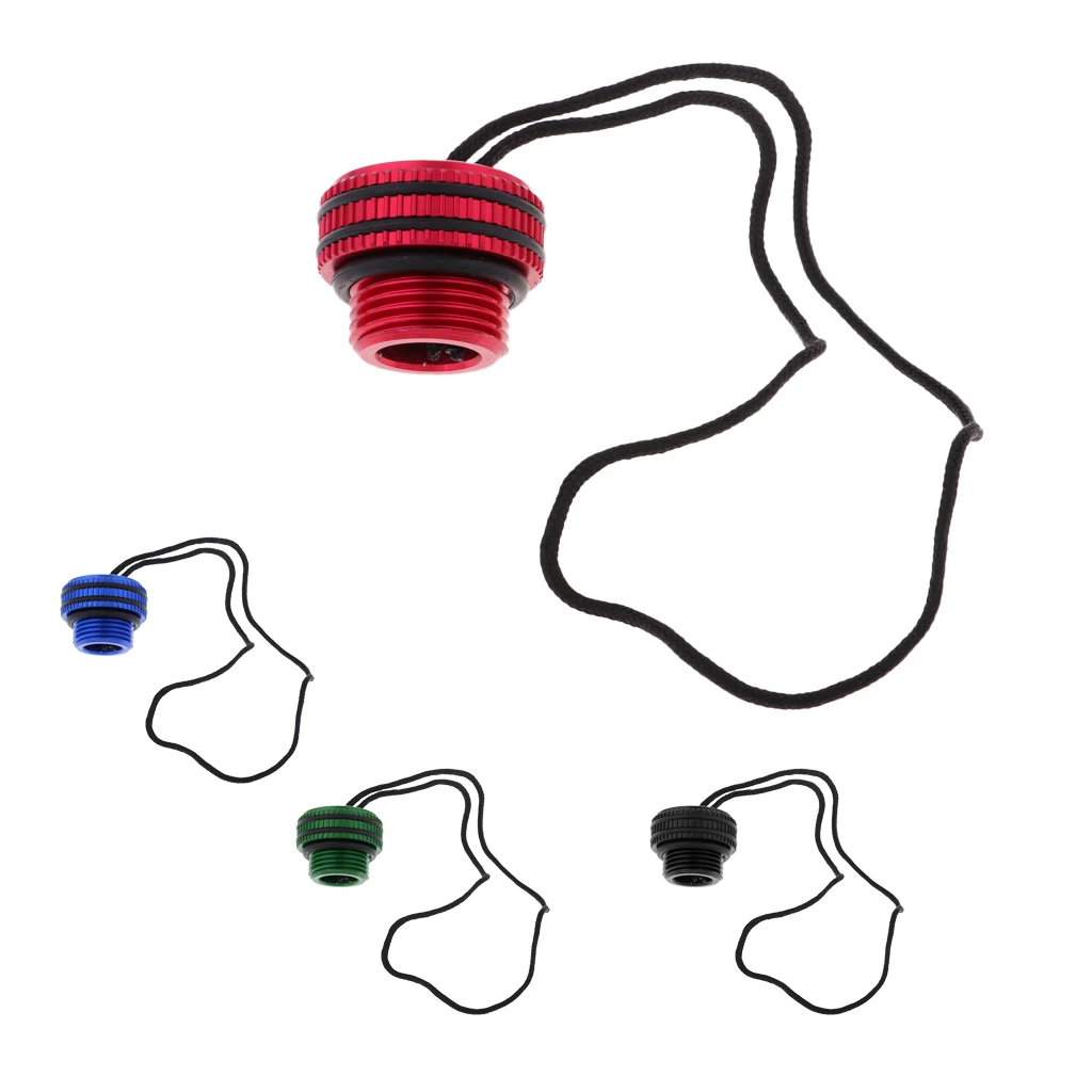 Aluminum Alloy Scuba Diving Dive Tank Valve Threaded Dust Plug  Cover Tank Protection with Attachment Lanyard Accessories