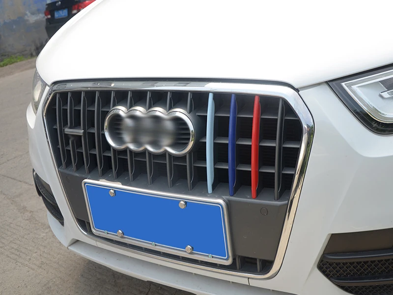 Автомобильный Стайлинг передний бампер Воздушная решетка гриль декор крышка наклейки отделка для Audi Q3 из нержавеющей стали Противотуманные фары полосы авто аксессуары