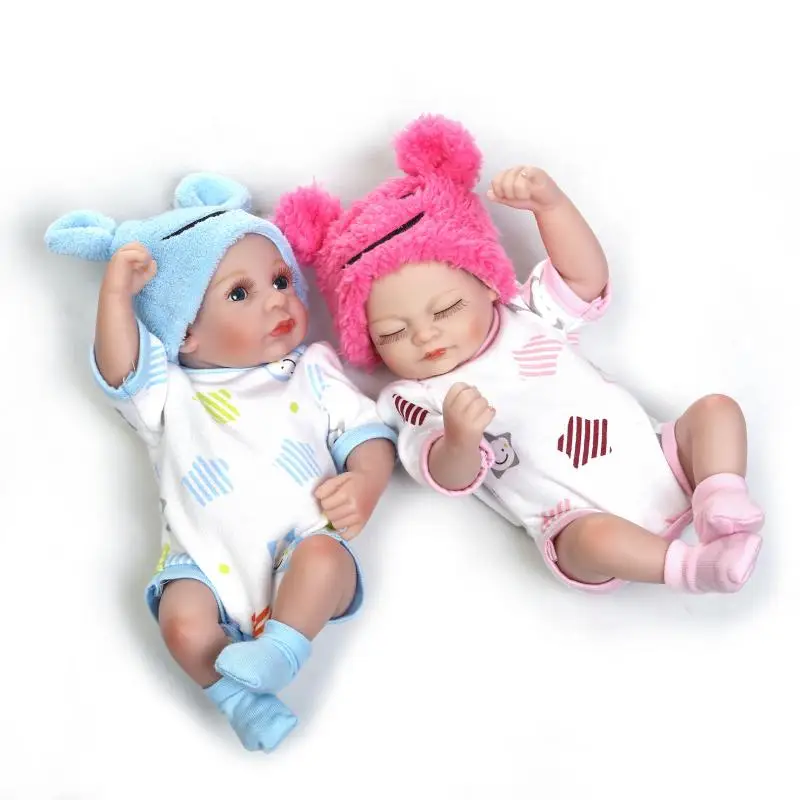 

New NPK 25cm Cute Silicone Reborn Baby Dolls Toy Twins Newborn Boy Girl Dolls Bedtime Play House Bathe Toy Birthday Gift