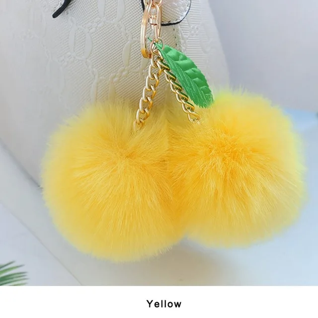 Корейский меховый брелок-помпон кролик мех мяч брелок для ключей porte clef pompom de fourrure сумка с помпонами Подвески вишня автомобильный брелок - Цвет: 5